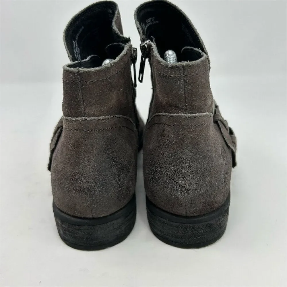 Born Women's Light Taupe Gray Leather Ankle Booties Double Buckle Strap Size 9M